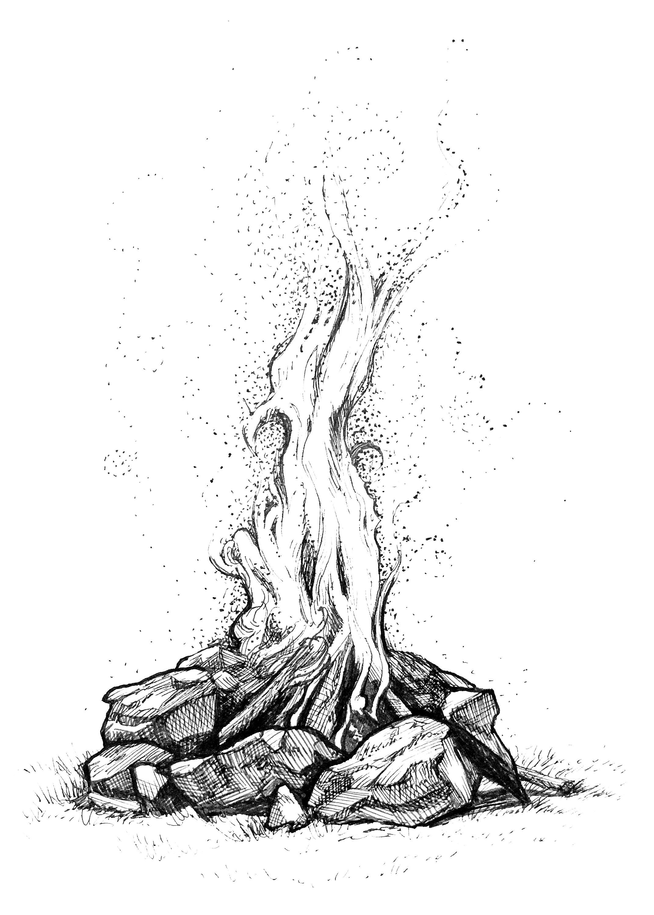 Campfire / 5x7 Art Print of Original Ink Drawing Etsy