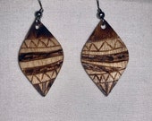 Handmade Wood-Burned Earrings - Topsy Turvy