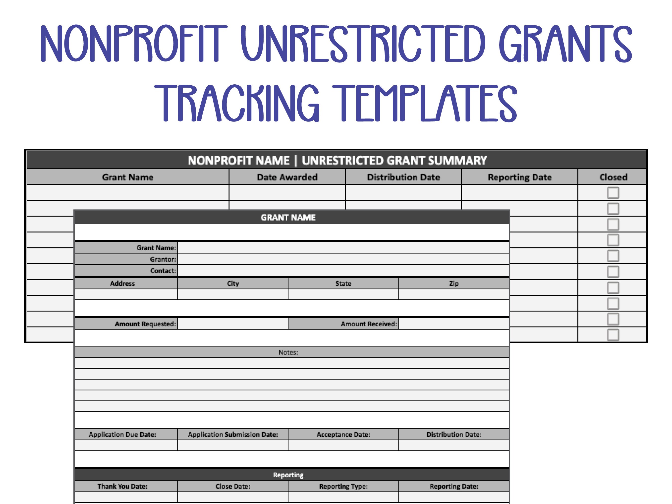 Nonprofit Unrestricted Grant Tracker Google Sheets Spreadsheet Template
