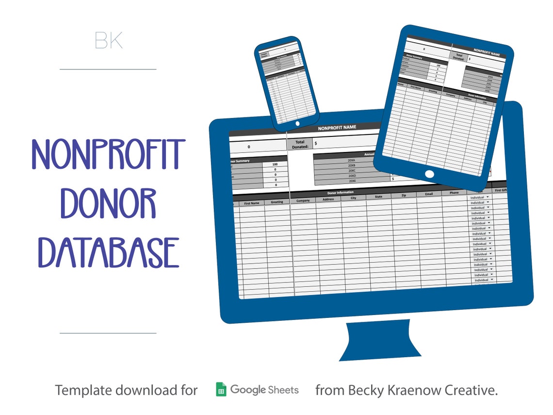 Donor Management Database Examples Nonprofit Donor Database | Google Sheets Template Download for Donor ...