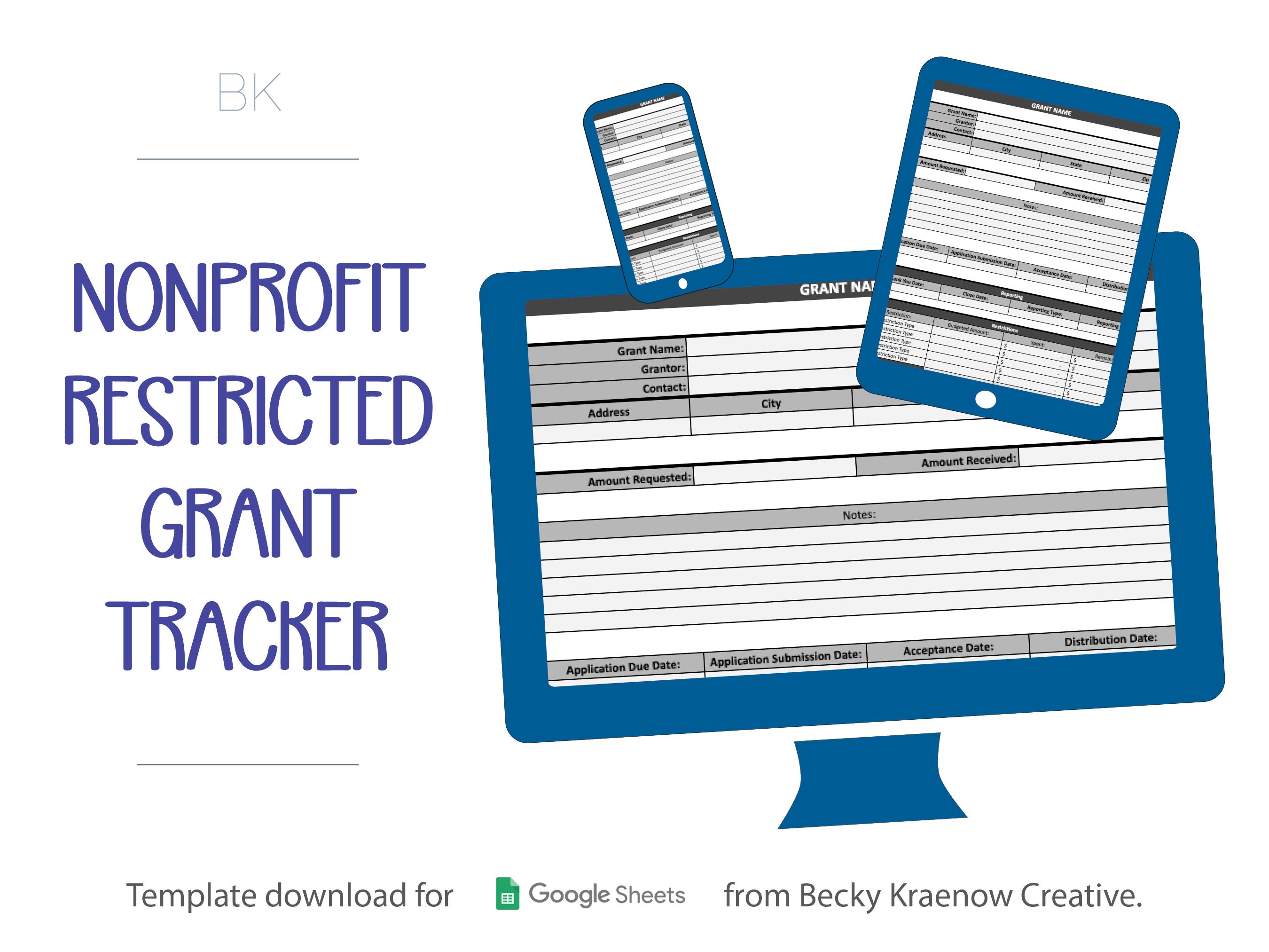 Nonprofit Restricted Grant Tracker Google Sheets Spreadsheet Template