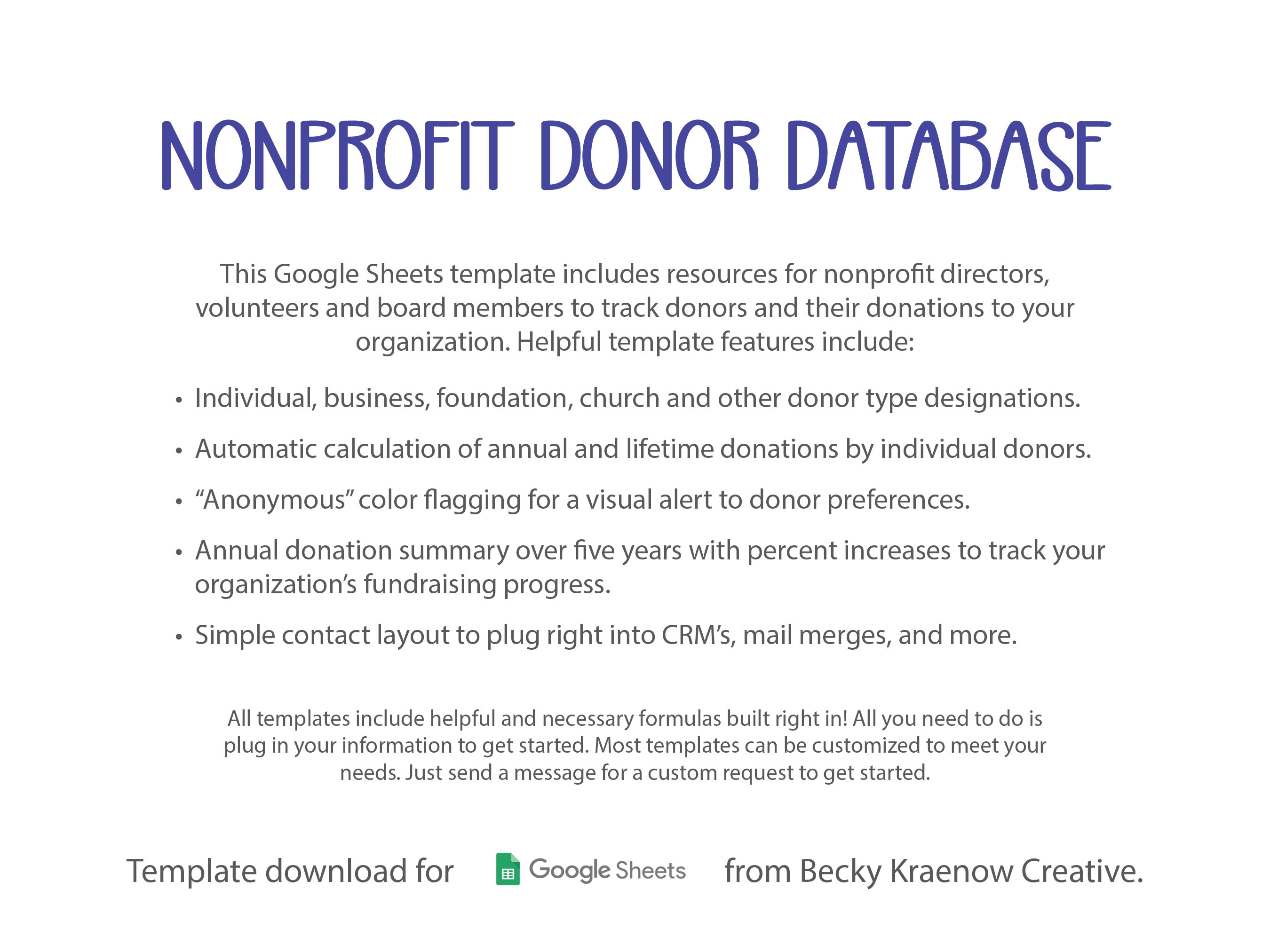 Nonprofit Donor Database | Google Sheets Template Download for Donor ...