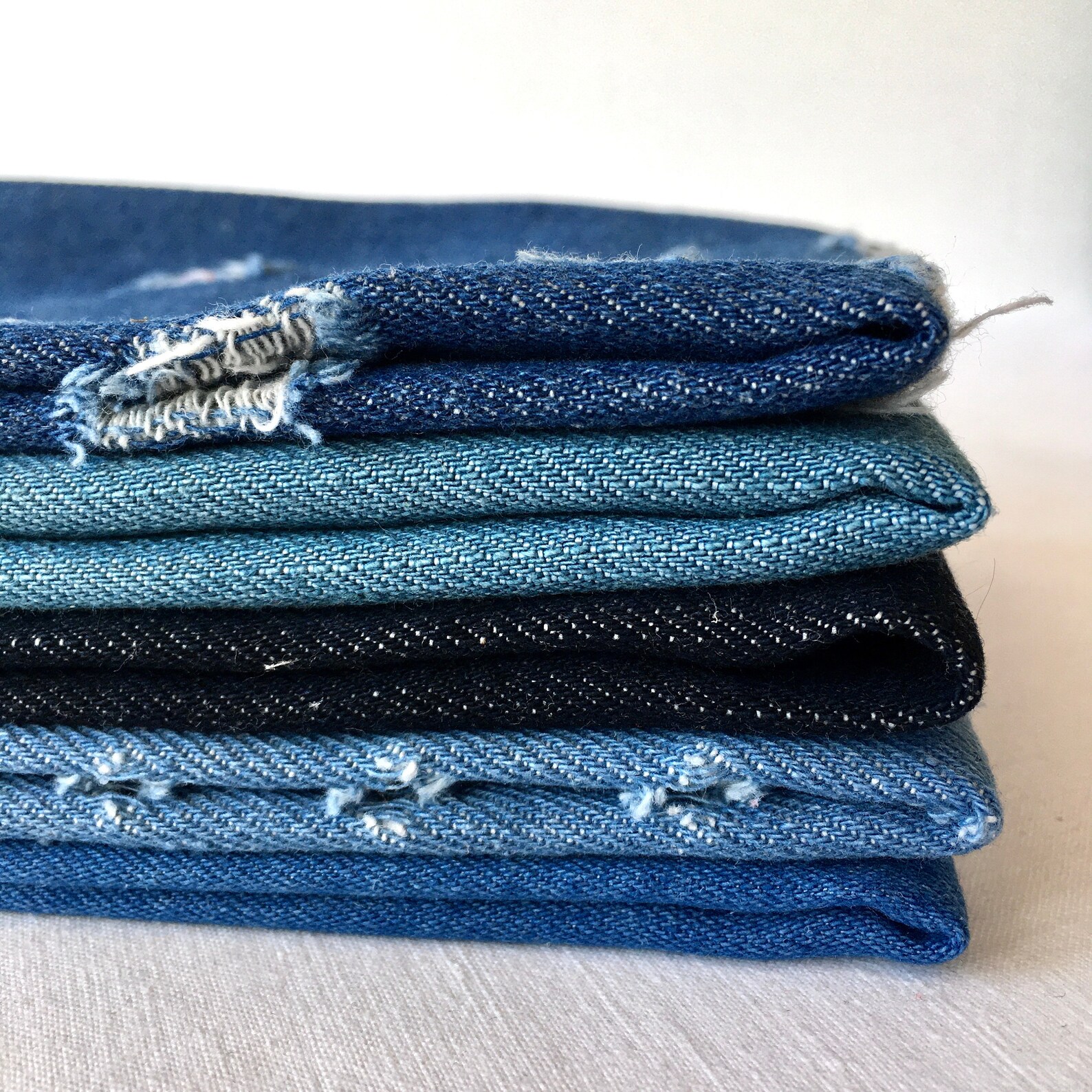 Distressed Denim Fabric Washed Denim Fabric Cotton Blue | Etsy