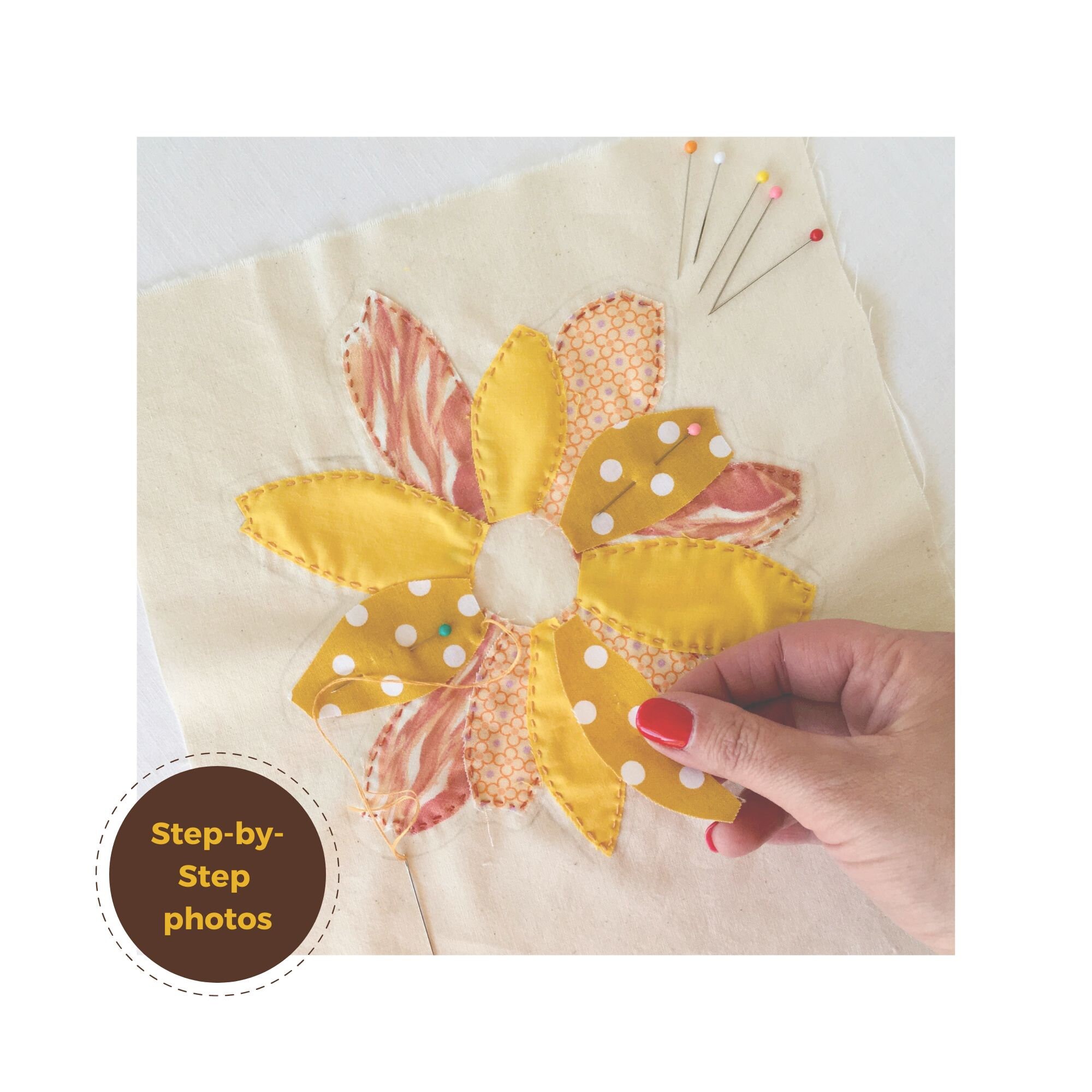 Slow Stitch Digital Pattern, Embroidery Pattern for Beginner, Flower