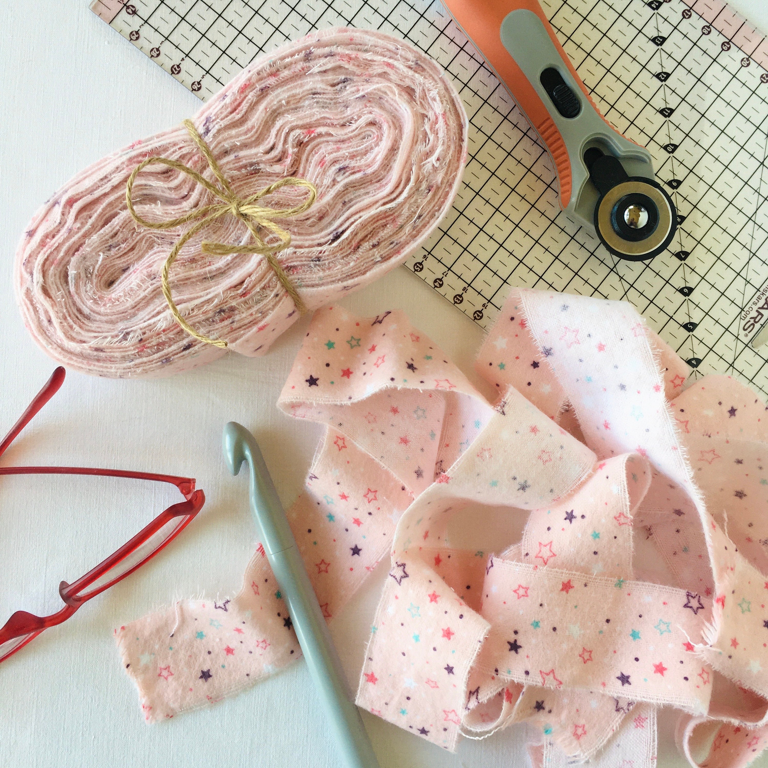 Soft Pink Rag Rug Strips Sheet Yarn of Recycled Fabric Hand Etsy