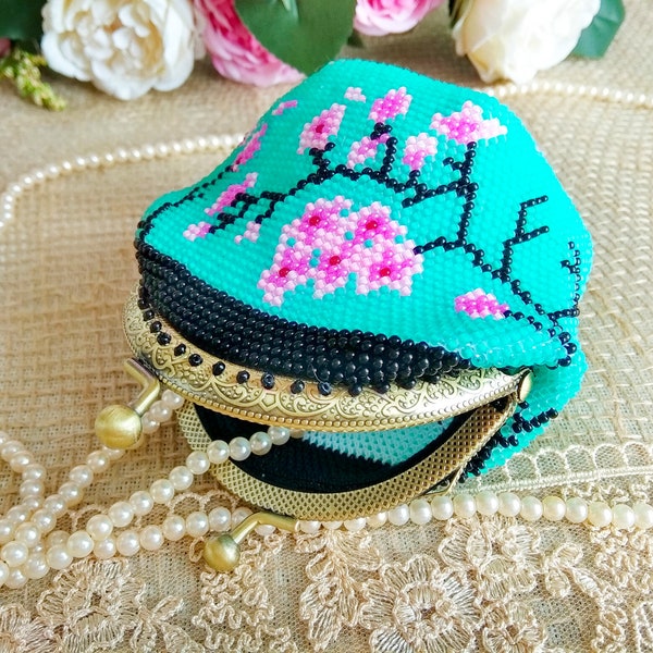 Bead crochet coin purse tutorial Seed bead patterns DIY beaded bag Beaded coin purse pattern Digital download