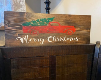 Red Truck Merry Christmas Sign