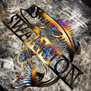 Metal Fish Sign, Custom Name Sign Metal Wall Art, Fish Wall Art for Aesthetic Room Decor, Metal Art for Fish Decor