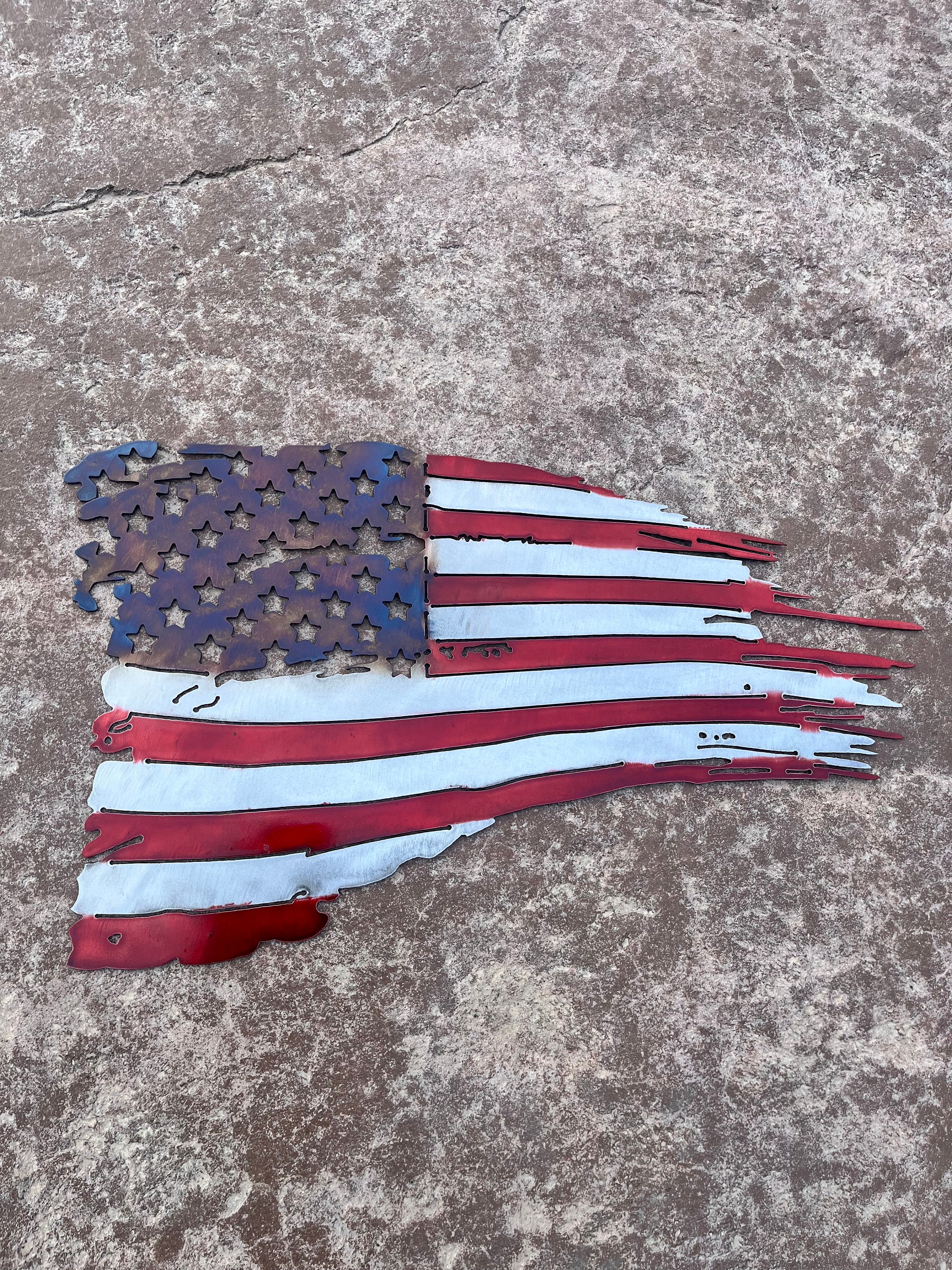 Metal American Flag Wall Art, USA Flag Metal Sign, Patriotic Metal Wall ...