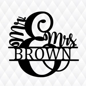 Mr and Mrs Sign, Custom Metal Name Sign, Laser Cut Metal Wall Art, Newlywed Sign Metal Wall Decor, Mr and Mrs Gift