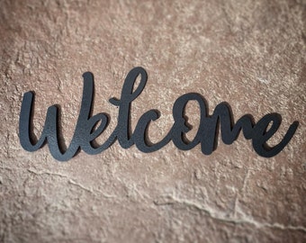 Welcome Metal Sign, Metal Word Wall Art, Outdoor Welcome Sign, Welcome Home Art, Metal Wall Hanging, Metal Artwork