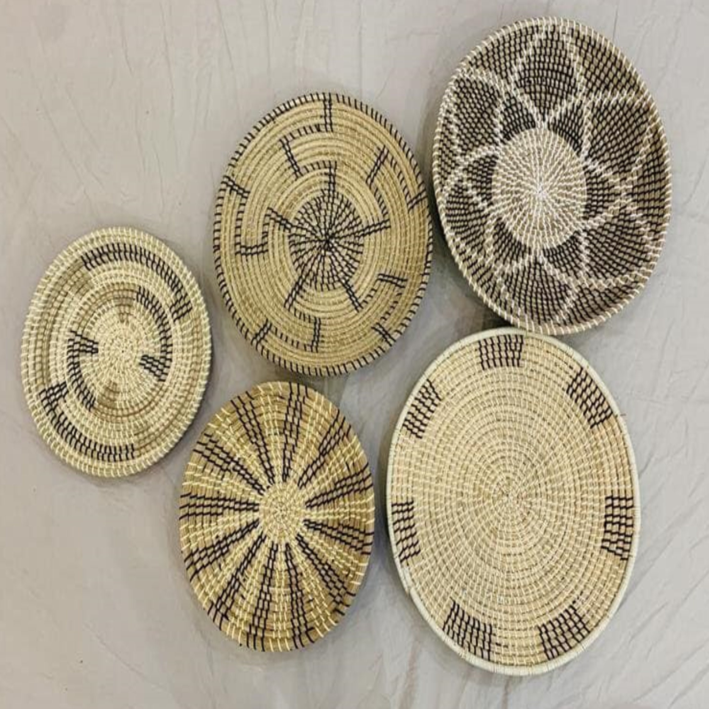 Basket Wall Decor Set of 5 Wall Baskets Hanger Wall Plate Etsy