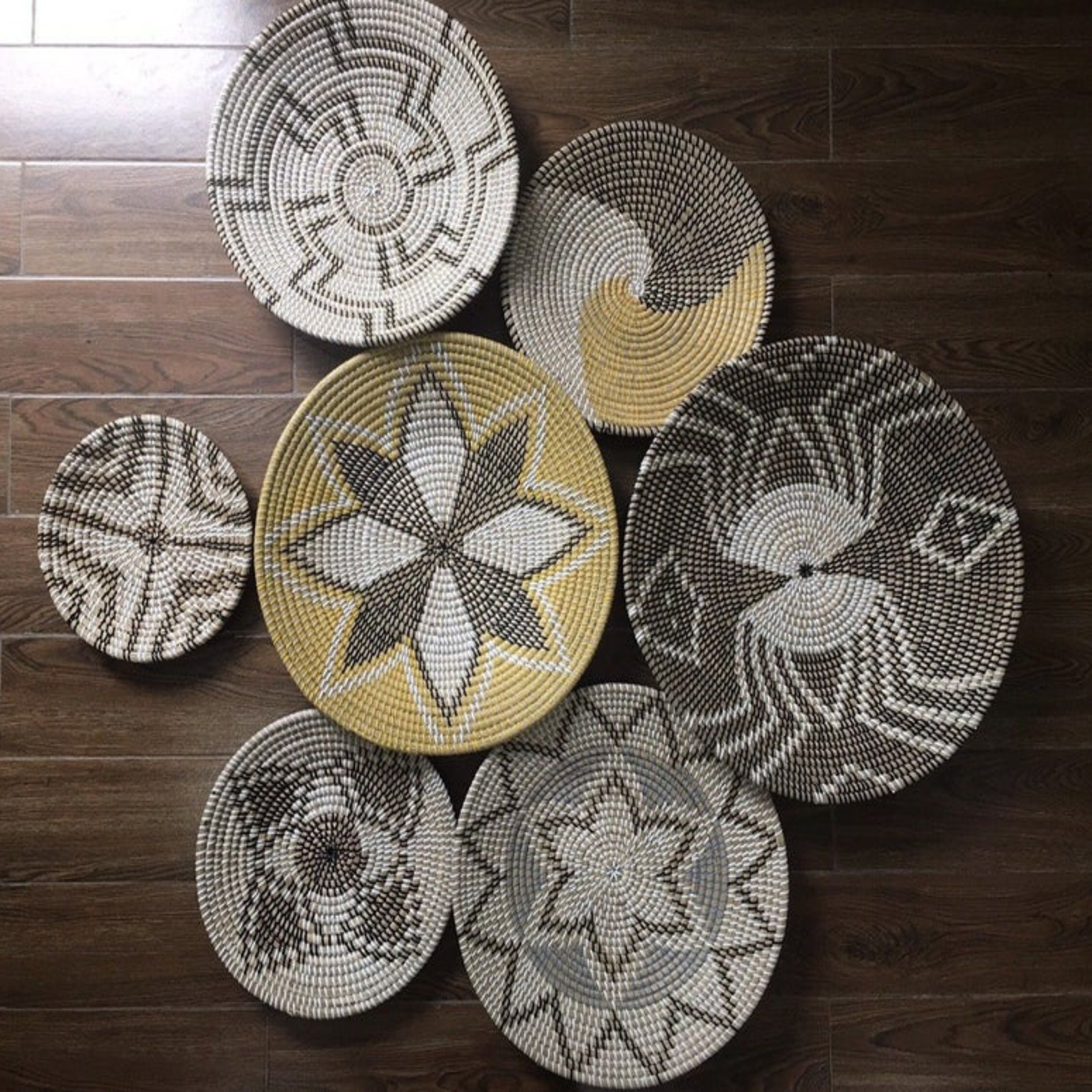 Basket Wall Decor Set of 7 Wall Baskets Hanger Wall Plate Etsy