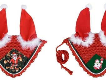 Velvet Cape and Tail Fascinator for Mini Horse Sapphire Santa Costume with Santa Hat