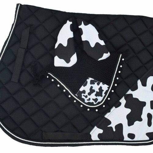 Horse English Saddle Pad With Matching Fly Veil Ear Net Etsy