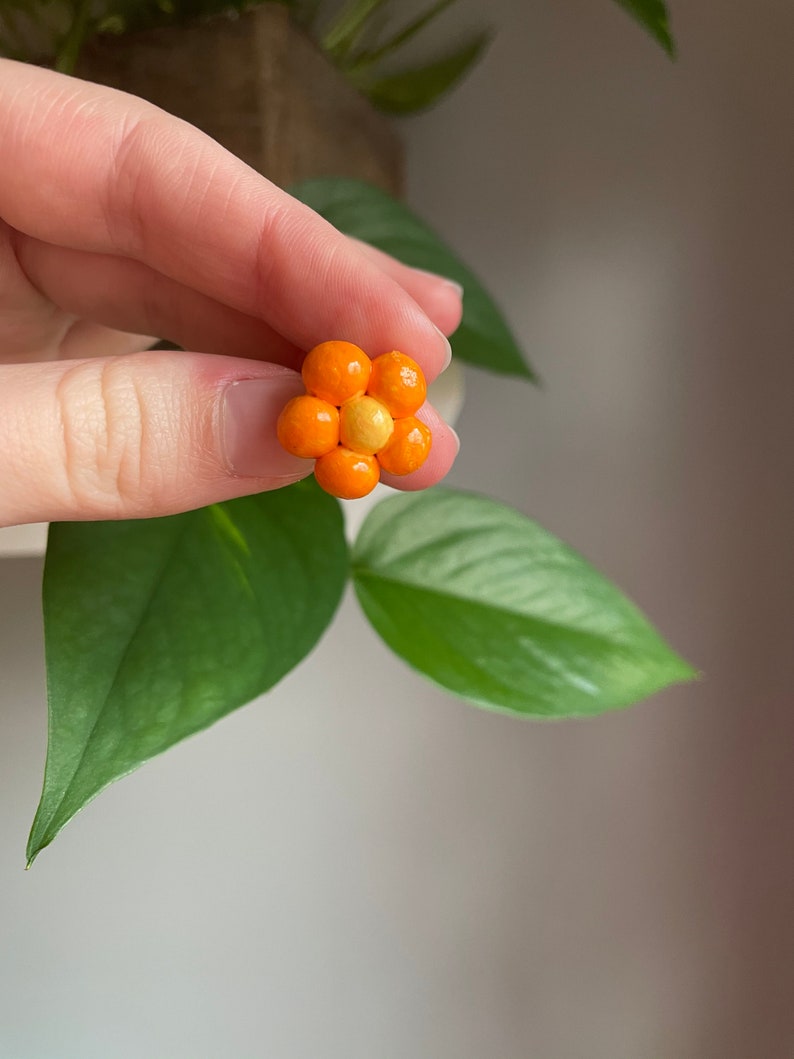 Orange Flower Pin // Handmade Clay Pin Cute Clay Pin Polymer Etsy