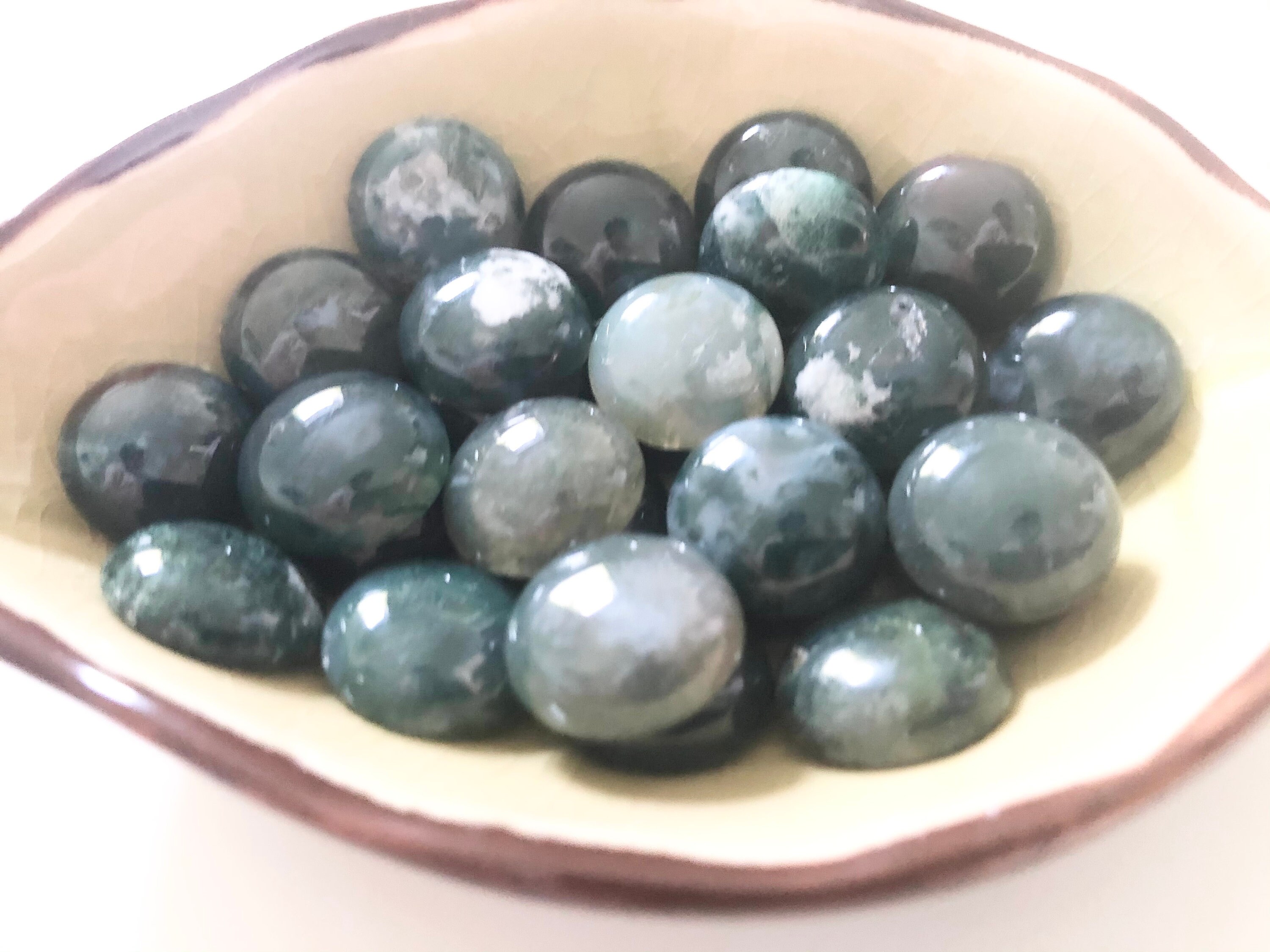 Natural Moss Agate Cabochons 14x5mm | Etsy