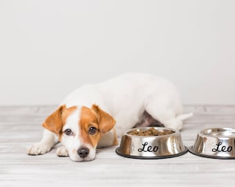 Personalised Pet Bowl Decals, Custom Vinyl Name Labels