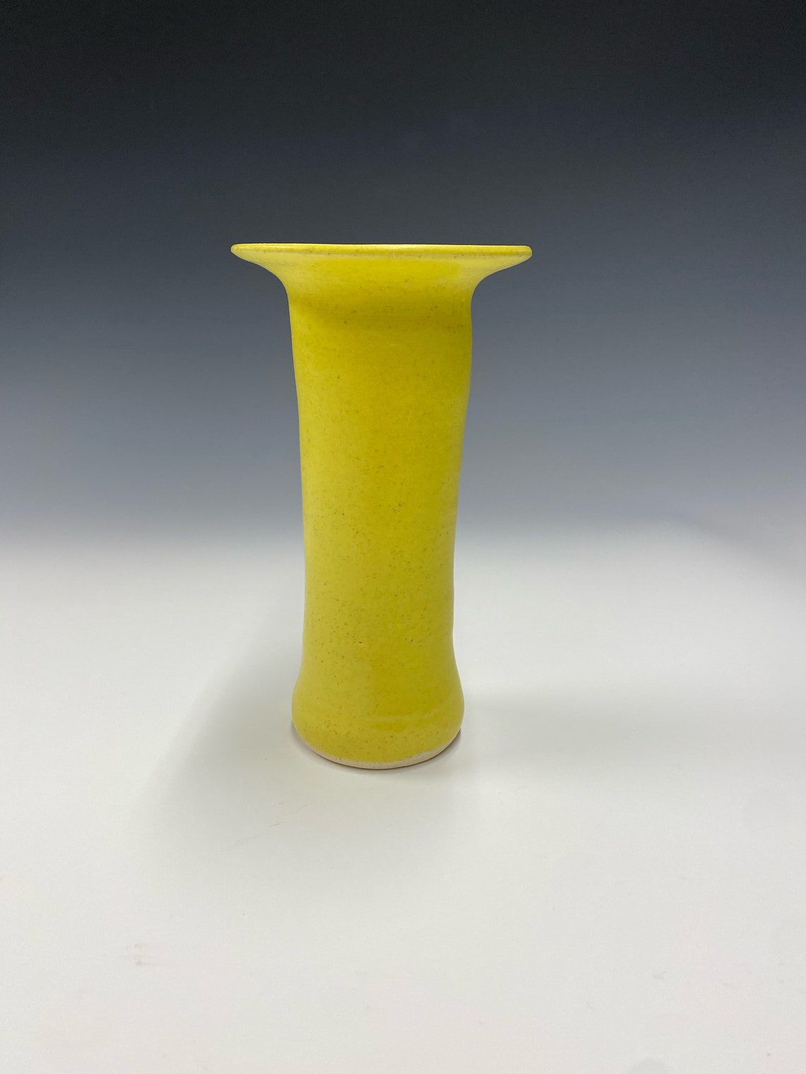Yellow tall vase with flat rim Etsy