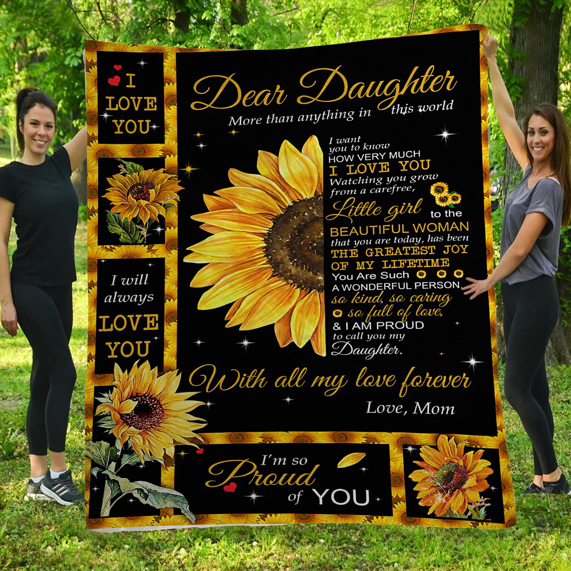 Gifts From Mom Dear Daughter Sunflowers Quilt Blanket To My Etsy