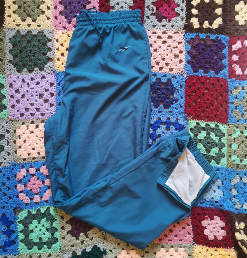 Vintage 90s Reebok Track Pants Teal Large