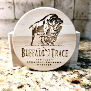 Bourbon-Inspired Laser Engraved Wooden Coasters - Set of 4 - Perfect Gift for Whiskey Lovers - Unique Barware