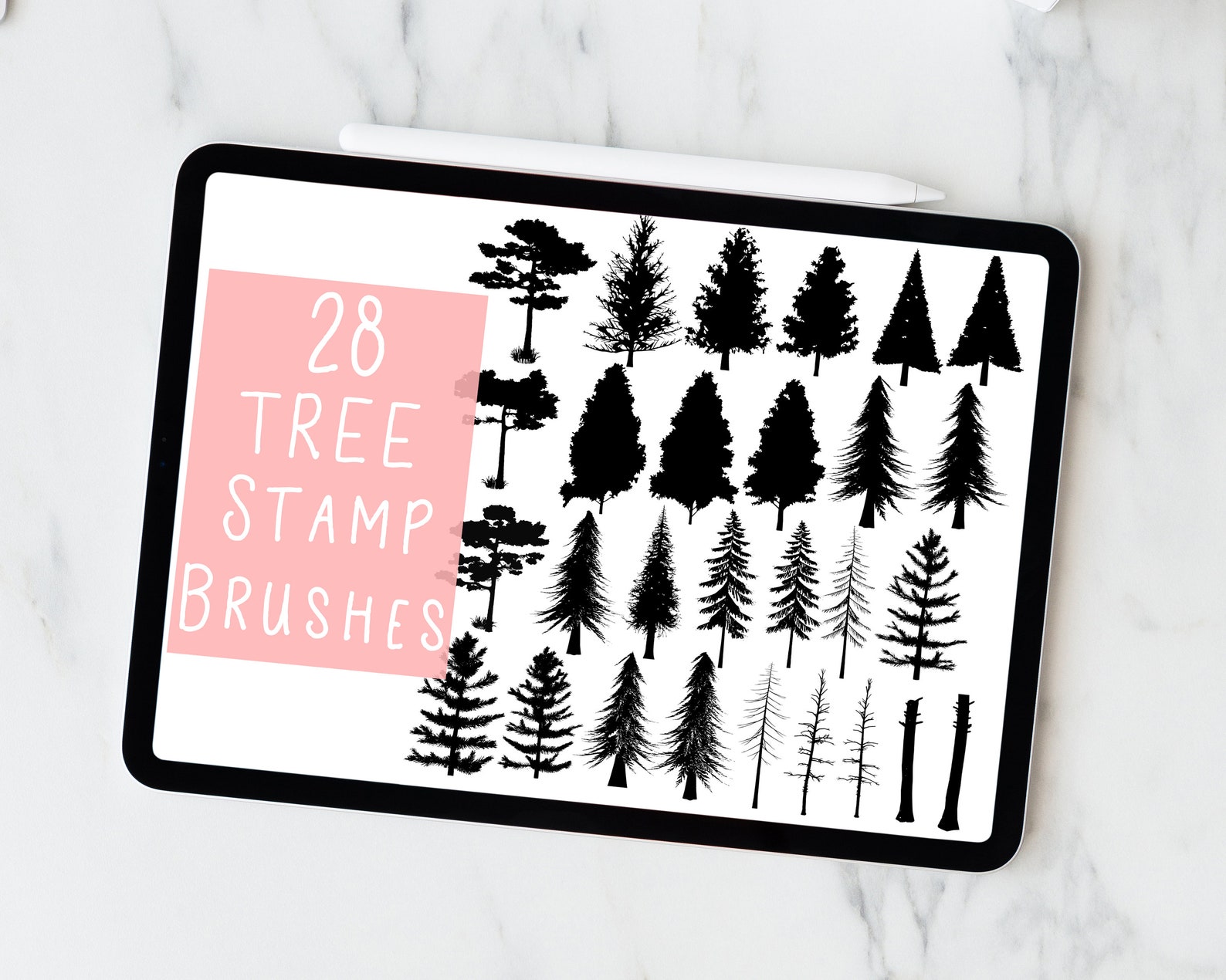 Procreate Tree Brush Pack Trees Stamp Set Procreate Brushes Etsy