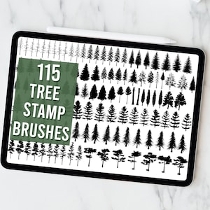 115 Procreate Tree Brushes, Tree Stamp Set, Procreate Brush Pack, Tree Brushes, Tree Silhouette, Procreate Stamps, Stamp Brushes, Pine Tree