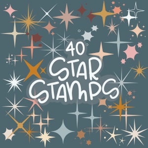 40 Star Procreate Brushes, Star Stamps, Digital Stars, 40 Star Brushes, Star Doodles, Sparkles Brush, Glitter Brush, Procreate Stamp Brushes