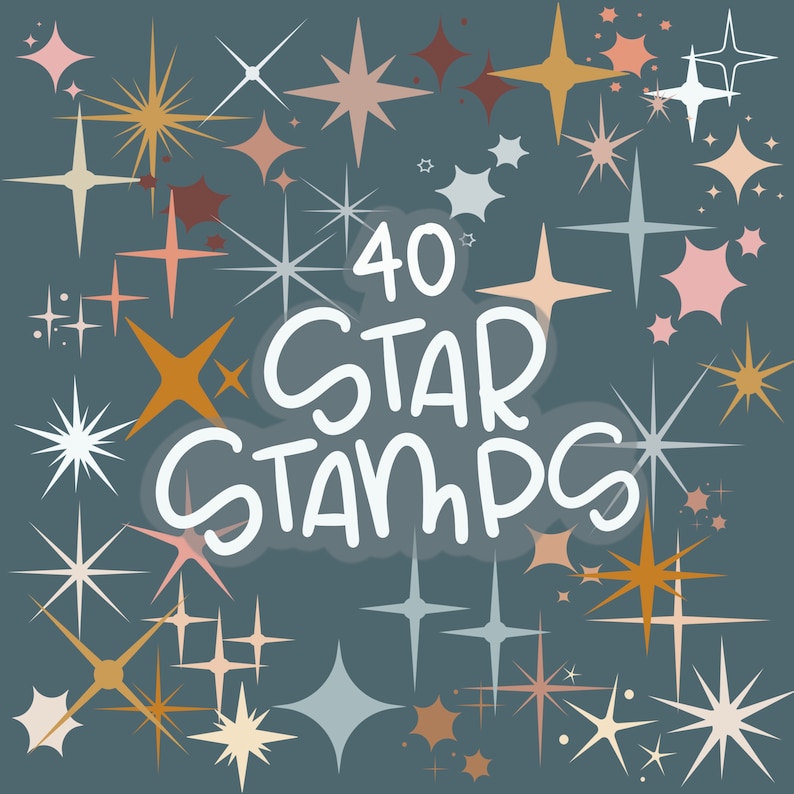 40 cepillos Star Procreate, sellos Star, estrellas digitales, 40 cepillos Star, garabatos Star, cepillo Sparkles, cepillo de brillo, cepillos Procreate Stamp