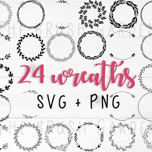 Wreaths SVG and PNG Bundle, Floral Wreath svg, Heart Laurel Wreath, Christmas Wreath, Wedding Wreath svg, Monogram svg, Circle Frame, Cricut