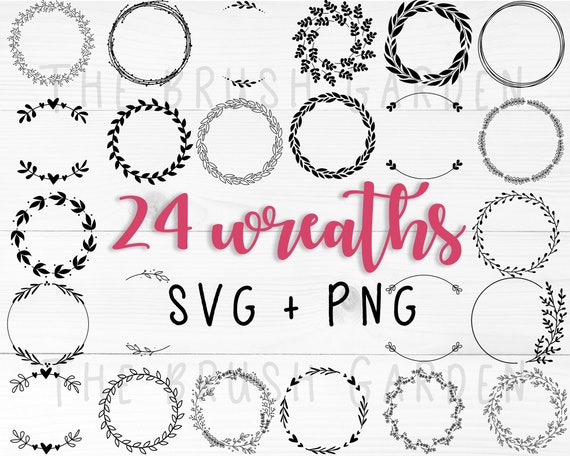 Wreaths SVG and PNG Bundle, Floral Wreath svg, Heart Laurel Wreath, Christmas Wreath, Wedding Wreath svg, Monogram svg, Circle Frame, Cricut