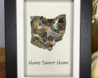 CUSTOM Pebble Art - Home Sweet Home (State Name)