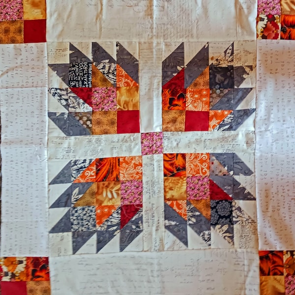 Bear Paw Fall Colors Table Quilt Table Runner PDF easy download