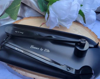 Luxury Candle Care Kit | Four Piece Candle Care Kit | Snuffer | Trimmer | Wick Dipper | Tray | Matte Black | Silver | Rose Gold