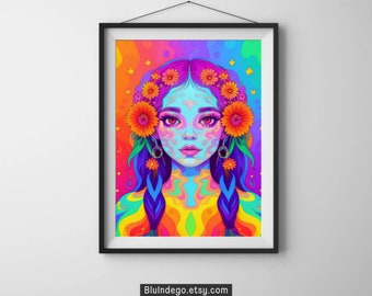 Psychedelische Frau A4 Digitaldruck