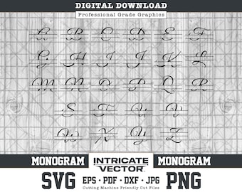 Wedding Script Split Monogram Alphabet Set – Elegant Letters (SVG, EPS, PNG)