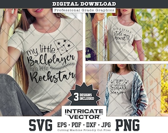 Little Ballplayer Rockstar Baseball SVG, Little League Softball Cut Files (3 Designs)