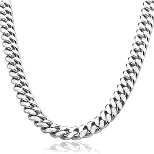 14MM 14K White gold Cuban link chain necklace for men and women Hip hop Miami cuban link Fashion Jewelry Diamond Cut Heavy