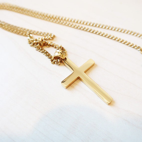 Christian Fish and Cross Name Necklace, 24K Gold Plated | Namefactory