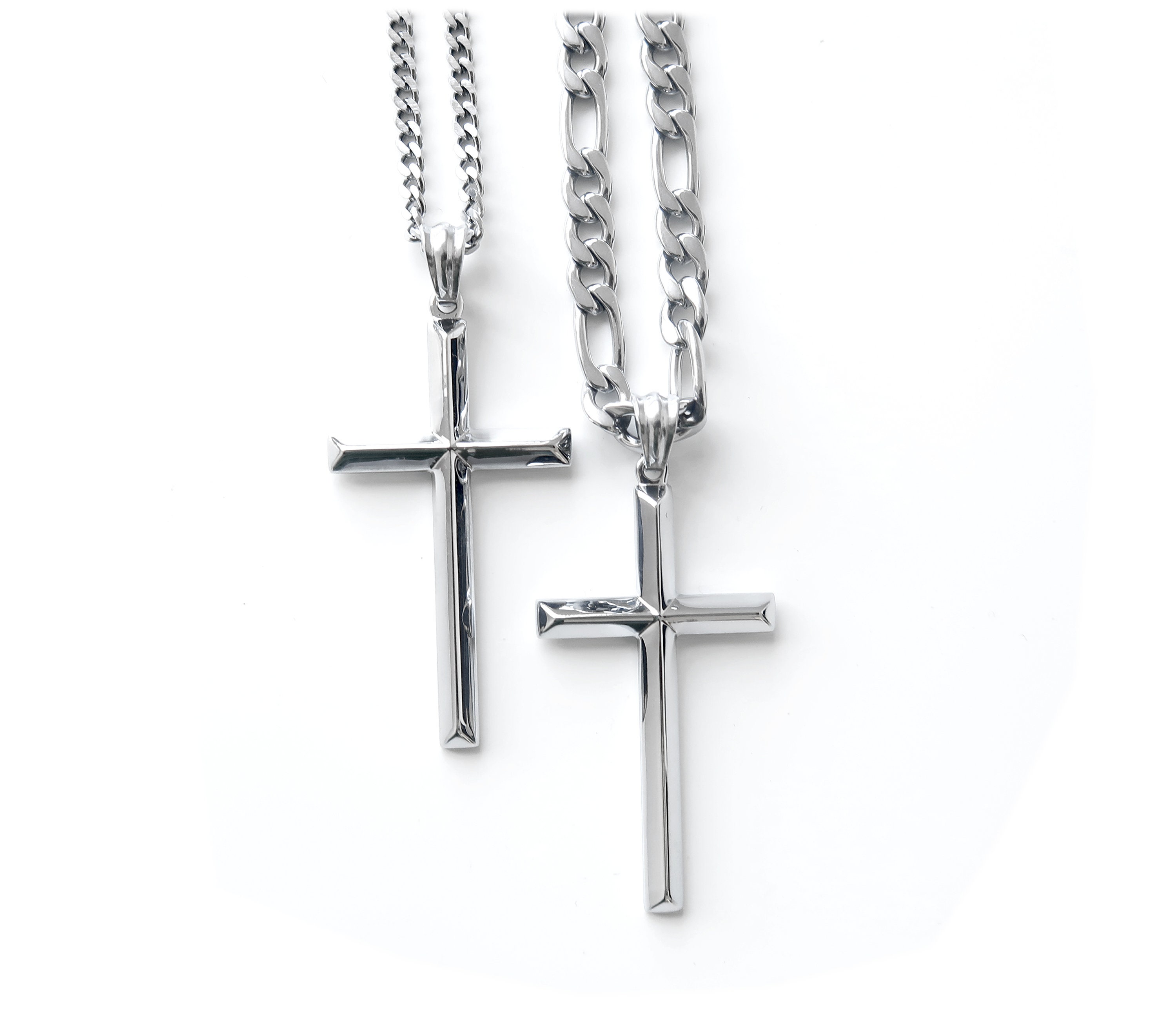 Men's Stainless Steel Cross Pendant Gold & Silvertone 24