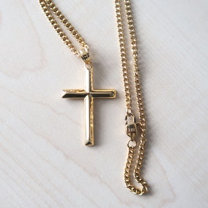 18K Gold Cross Cuban Link Chain Small Cross for Women Men Wife Husband Friends perfect gift  for her or him with 3mm  Thanksgiving Christmas