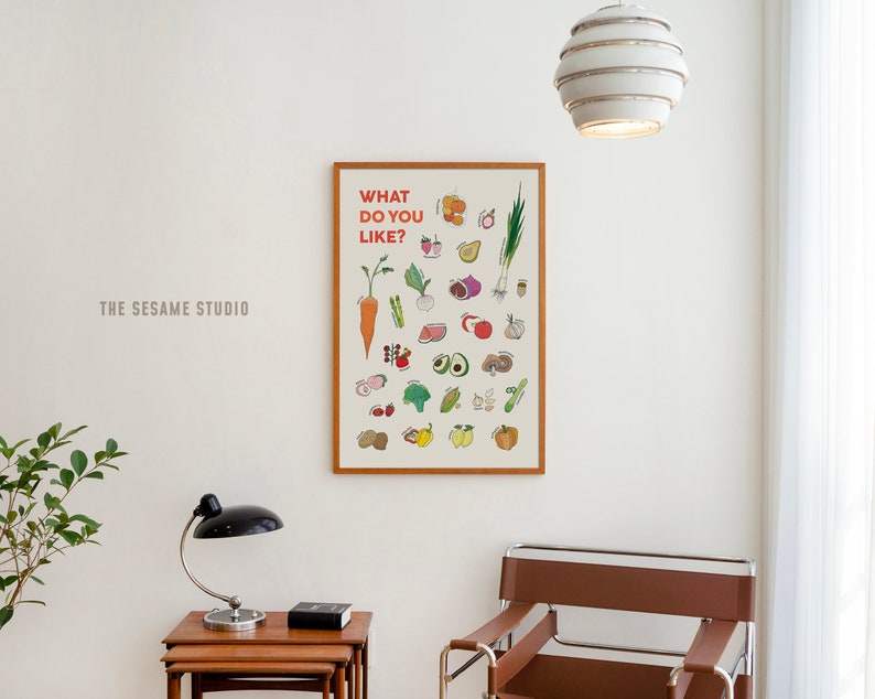 Fruits and Vegetables Printable Poster, Educational Poster, Printable