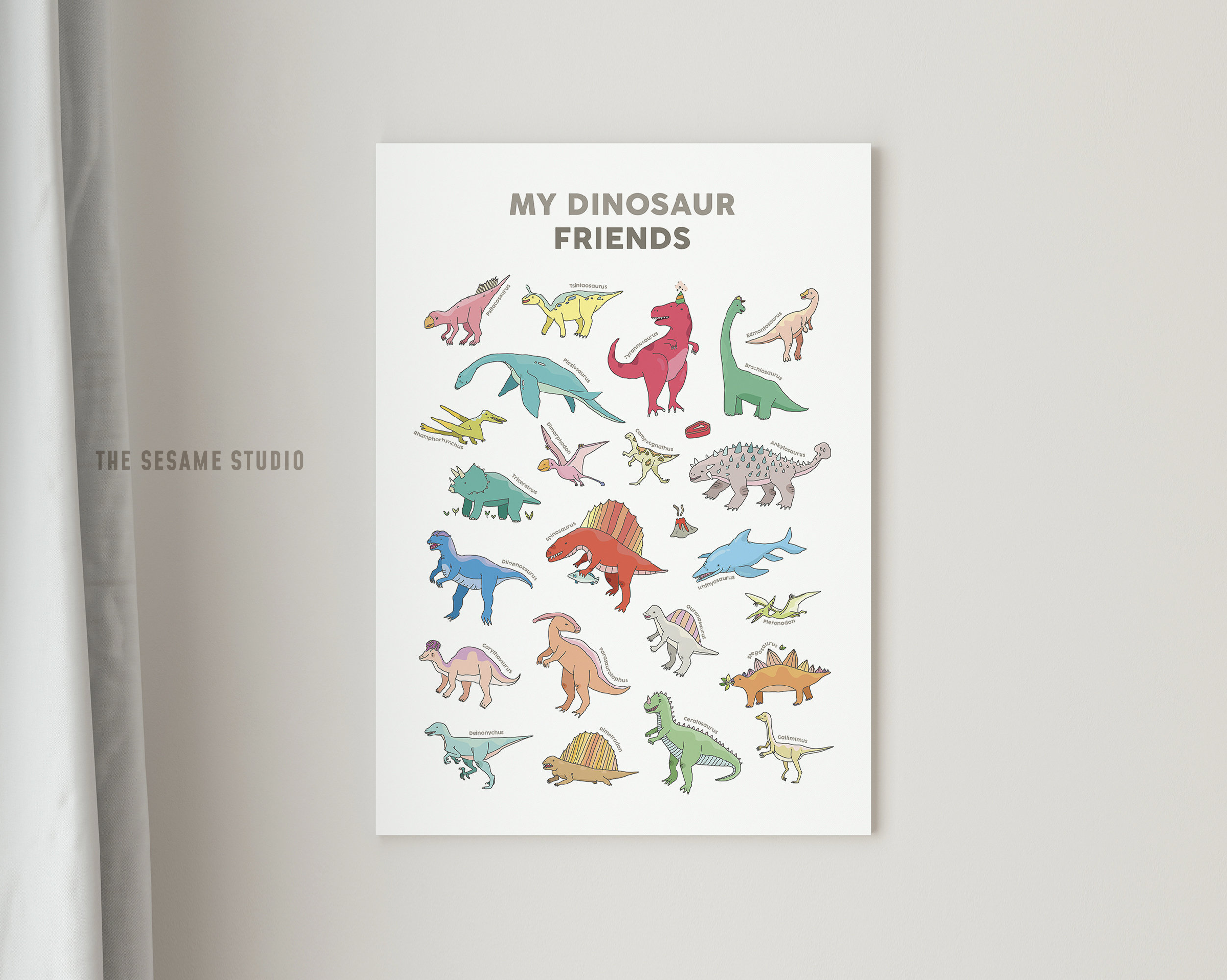 Printable Dinosaur Poster, Poster Educational, Dinosaur Wall Art