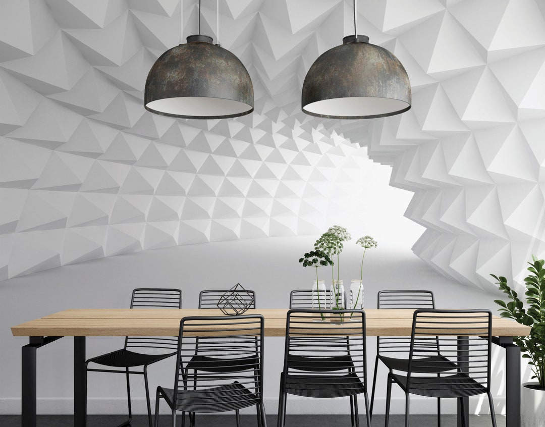 3D White Abstract Tunnel Peel and Stick Wallpaper Mural - Etsy