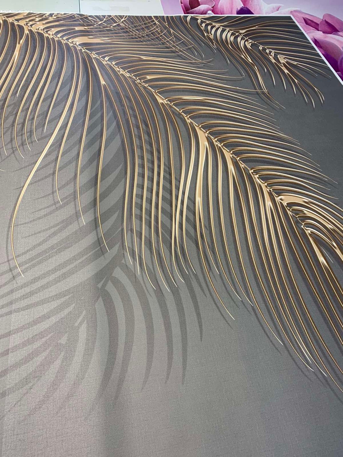 Gold Palm Leaves Wallpaper Gold Leaf on Black Wall Mural Etsy