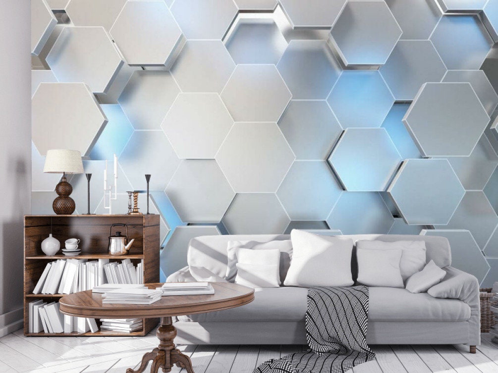 3D Geometric Shapes Wallpaper Mural Peel&stick Abstract Etsy