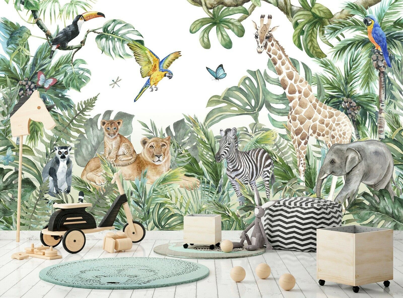 SAFARI Tapete für Kinder mit Tieren Dschungel Tapete | Etsy