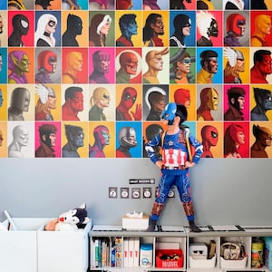 Peel and Stick Wallpaper Superhero Characters Wall Art Removable Wall Mural Kids Room Decor Superheroes Wall Decal Wall Decor Wall Paper