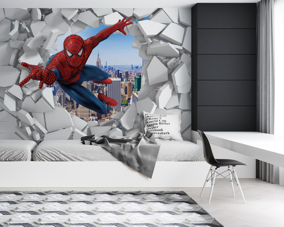 Spiderman Wallpaper Peel and Stick Kids Room Wall Decor Spiderman Wall ...